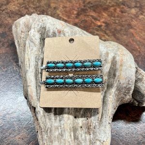 Set of 2 hair pins with turquoise | Bobby pin